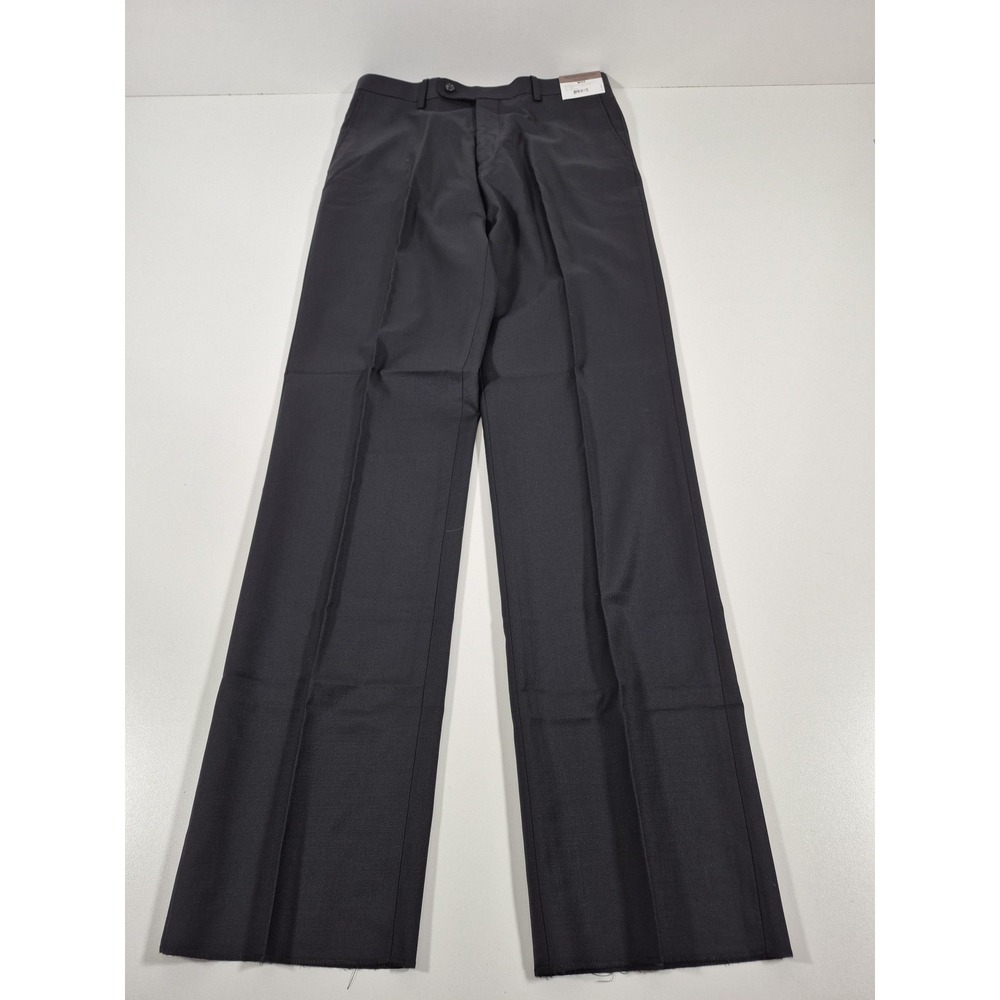 Prontomoda Dress Pants Mens 32x36 Black Super 140s Wool Flat Front Unhemmed NWT